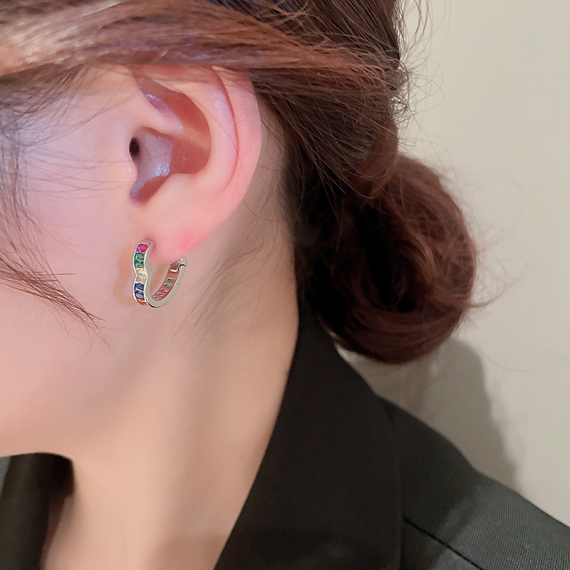 Retro Geometric Copper Inlaid Zircon Earrings 1 Pair