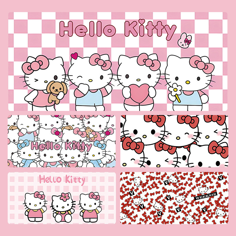 HelloKitty鼠标垫超大号可爱女生电脑键盘垫工位办公桌面垫书桌垫|undefined