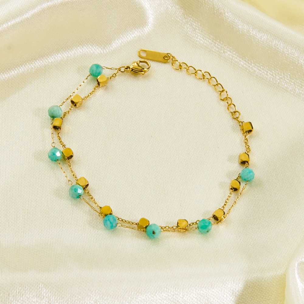 Women's Gender PVD Coated 14K Gold Real Gold Plated Ball Stainless Steel Natural Stone Freshwater Pearl Waterproof Non Tarnish 304 Stainless Steel Bracelets