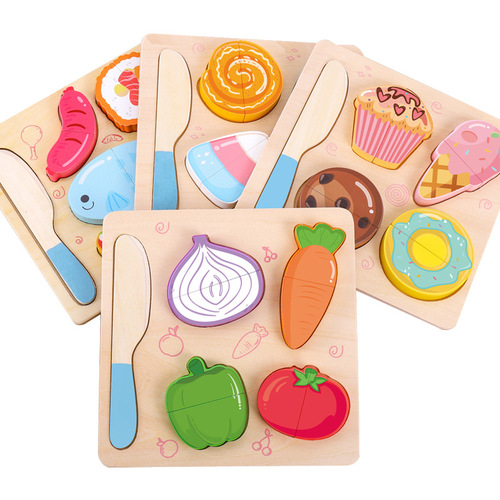 Children's early education educational scratch board puzzle enlightenment fruit and vegetable cutting cognitive panel building block puzzle toy