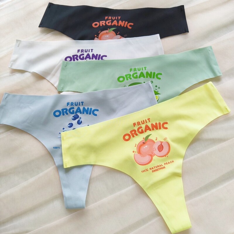 Women's Seamless Mid-Low Waist Underwear Cotton Crotch Sexy Illustration European Size Briefs Fitness Comfortable Soft T-Pants for Women