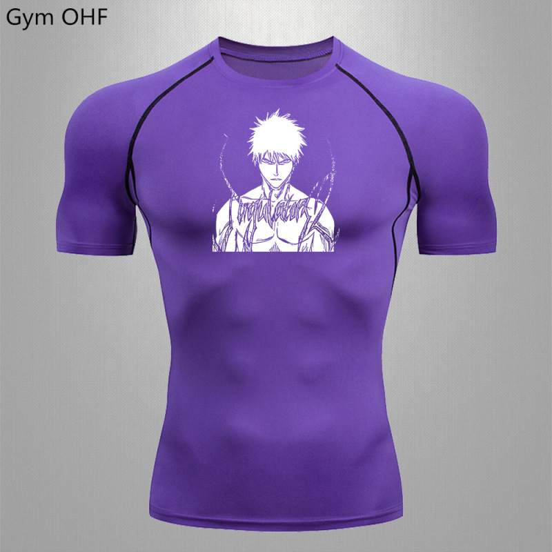 Compressed Shirt Anime Print Gym Sports Quick-drying T-shirt Fitness Sports Sweatshirt Elastic Top