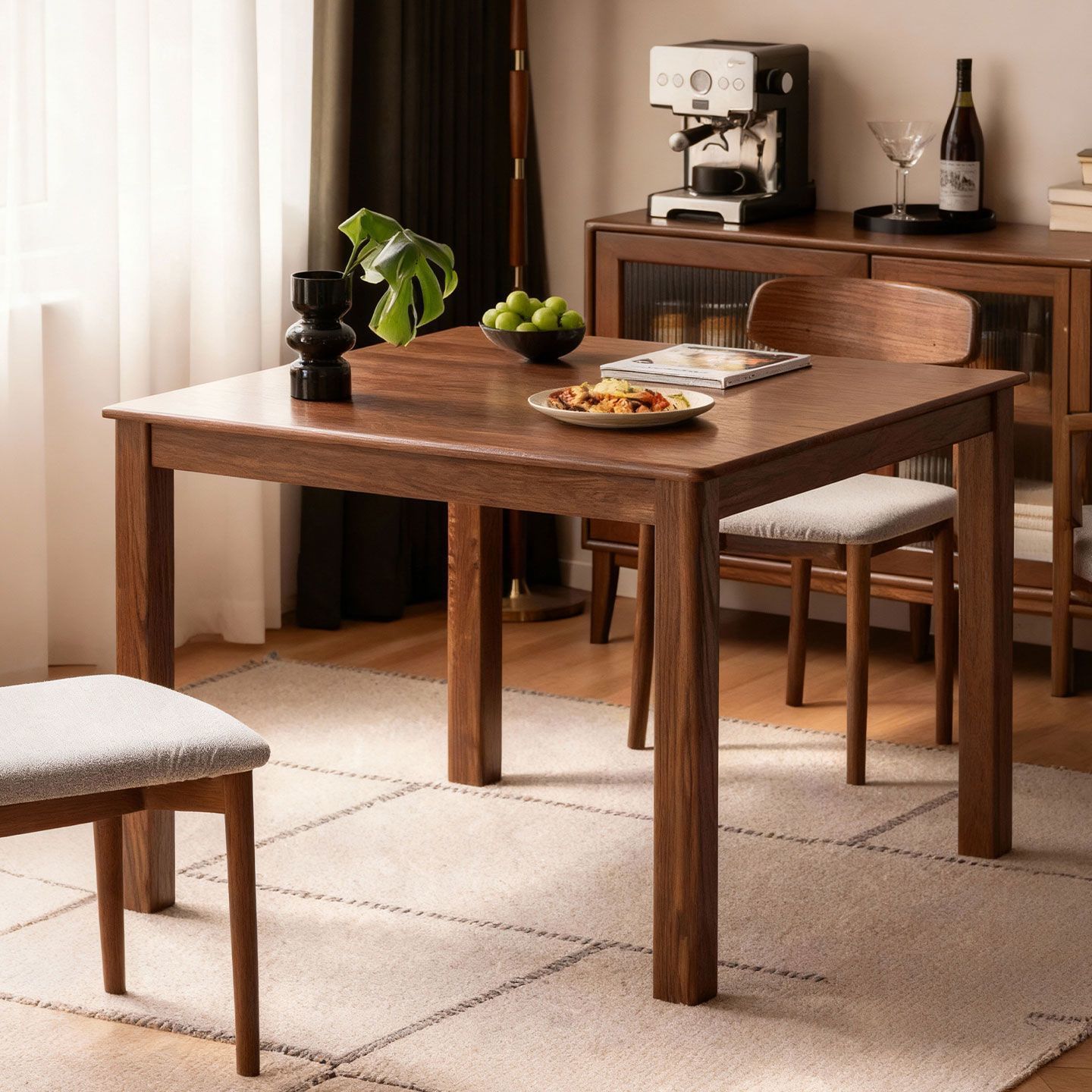 All Solid Wood Dining Table Solid Wood Square Table Dining Table and Chair Combination Square Dining Table Household Small Apartment Simple Square Table