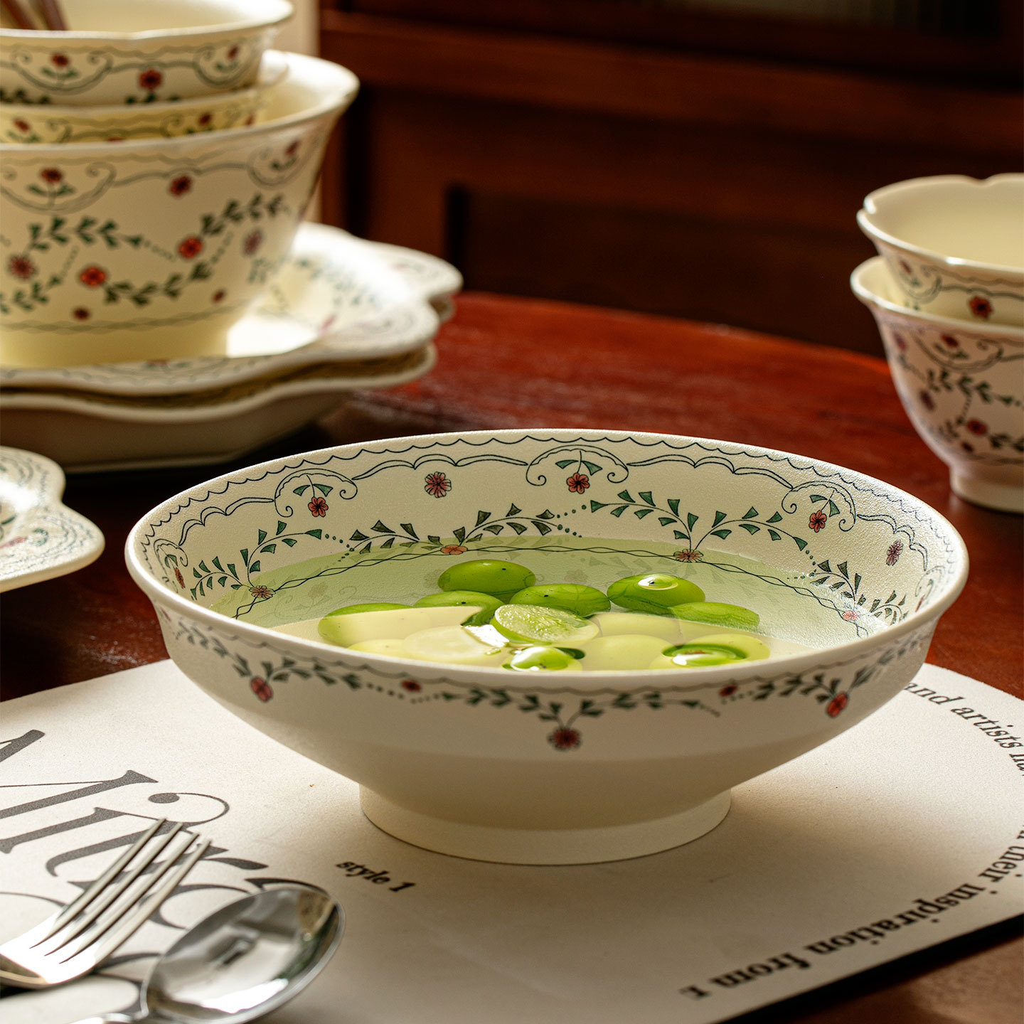 Shang 'en cerámica caña encaje esmaltado plato de comida plato de Tulipanas plato de cerámica francesa plato de postres plato de frutas