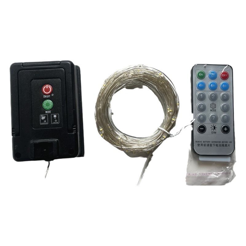 Nueva cadena de luz led de control remoto para resaltar luces de colores decorativas de jardín impermeables al aire libre cadena de luz de alambre de cobre solar al por mayor