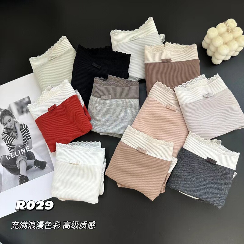 Ribbed, Comfortable, Skin-Friendly, High-Elasticity, Breathable Panties, Large Size, Non-Binding, French Lace, Small Blue Dress R029, Girly Style