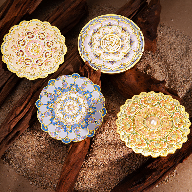 原创敦煌藻井文创金属化妆镜中式纪念品伴手礼工艺品礼品