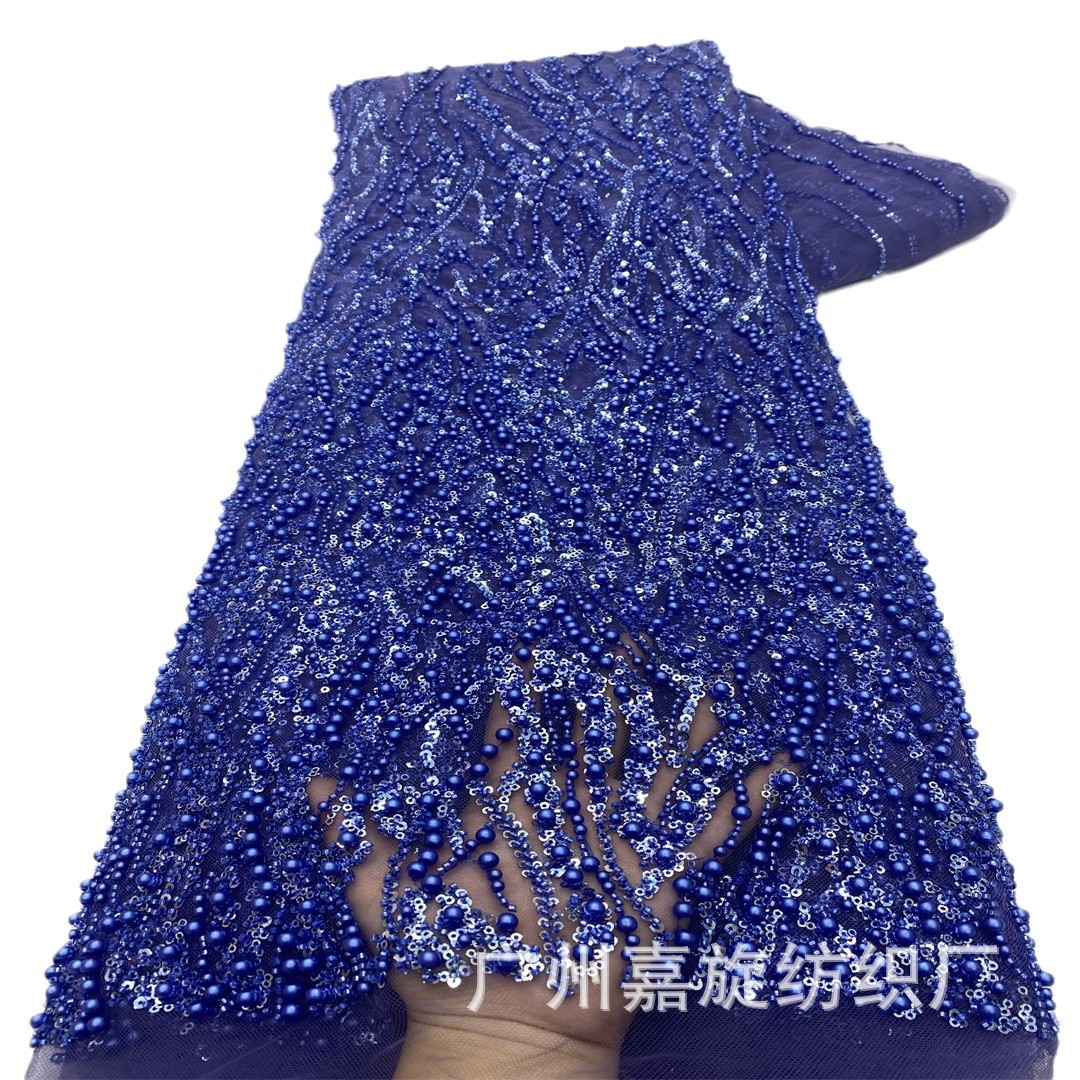 Tela bordada para vestido de novia con rayas de cuentas y tela de tubo con lentejuelas, telas de tubo con cuentas francesas.