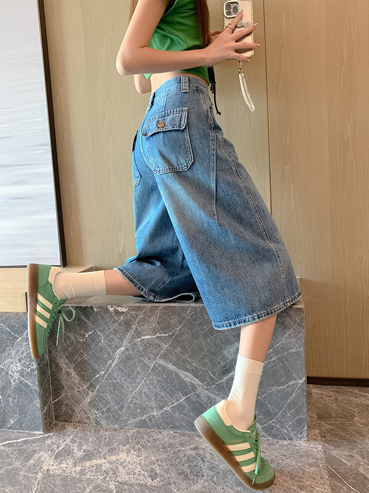 Quần jean nữ ống rộng cạp cao phong cách cổ điển — màu trắng ngà