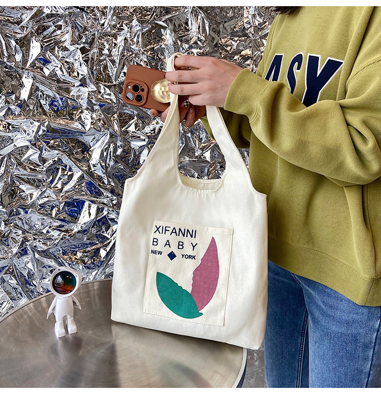 Wholesale vest canvas bags, large capacity o creative large capacity shopping bags, hand-held canvas tote bags undefined