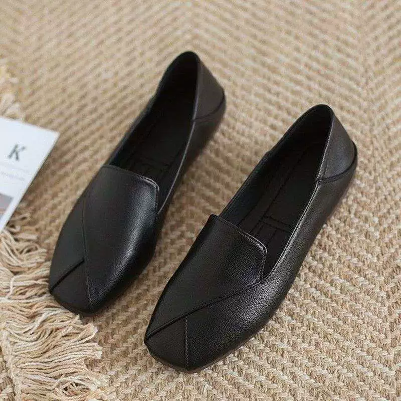 Женские британские туфли без шнуровки в стиле ретро с квадратным носком, модные в Instagram, из натуральной мягкой кожи, на мягкой подошве, универсальный сказочный стиль.