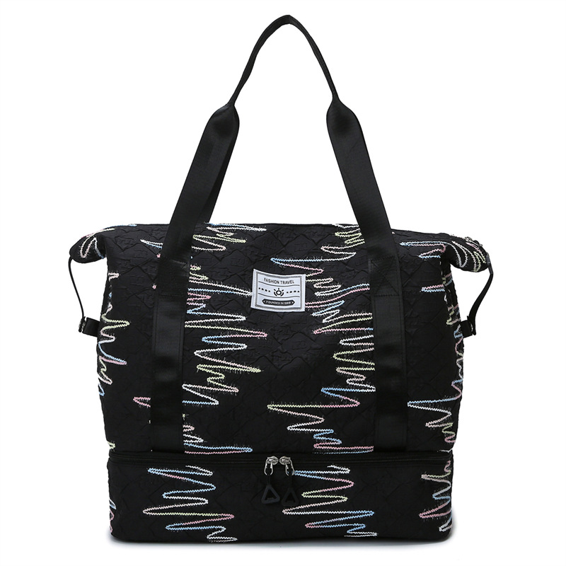 Bolsa de viaje plegable con barra de tracción para mujer, bolsa de almacenamiento de equipaje húmedo y seco de gran capacidad, bolsa de yoga de fitness de expansión para hombre