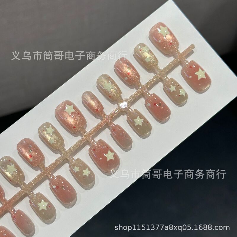 30 Pieces of Handmade Wearable Nails, Colorful Five-Pointed Star, Trendy and Versatile Pre-Made Nails, Detachable Finished Nail Pieces for Nail Art