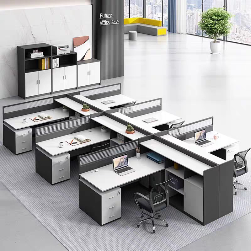 Mesa y silla de oficina simple y moderna de personal combinada tarjeta de trabajo para cuatro personas doble mesa de computadora de posición única