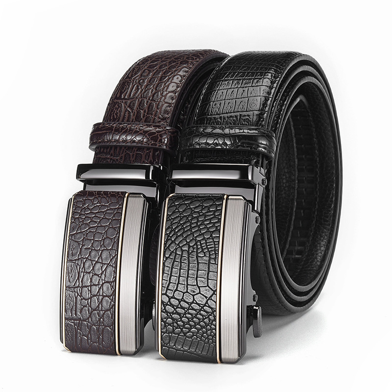 Crocodile Pattern Automatic Buckle Belt For Men Trendy Waistband_voghion.com