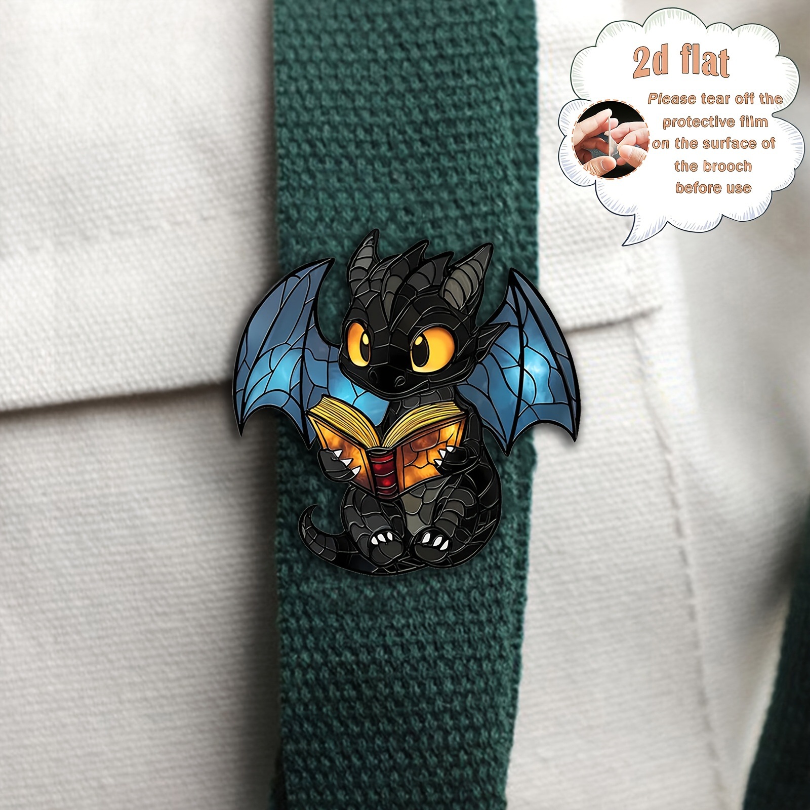 Acrílico dibujos animados lectura dragón volador 2D broche acrílico para los amantes del dragón regalo de regalo de regalo de cumpleaños ideas