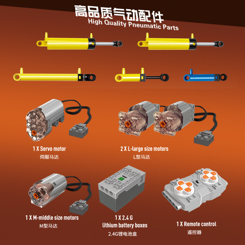 Vehículo de ingeniería grande Yuxing 19007S neumático Benka bloque de construcción de control remoto eléctrico regalo niño difícil de armar