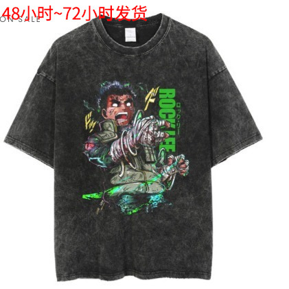 男装动漫卡通洗水做旧男短袖t恤欧美高街暗黑男短T宽松潮流