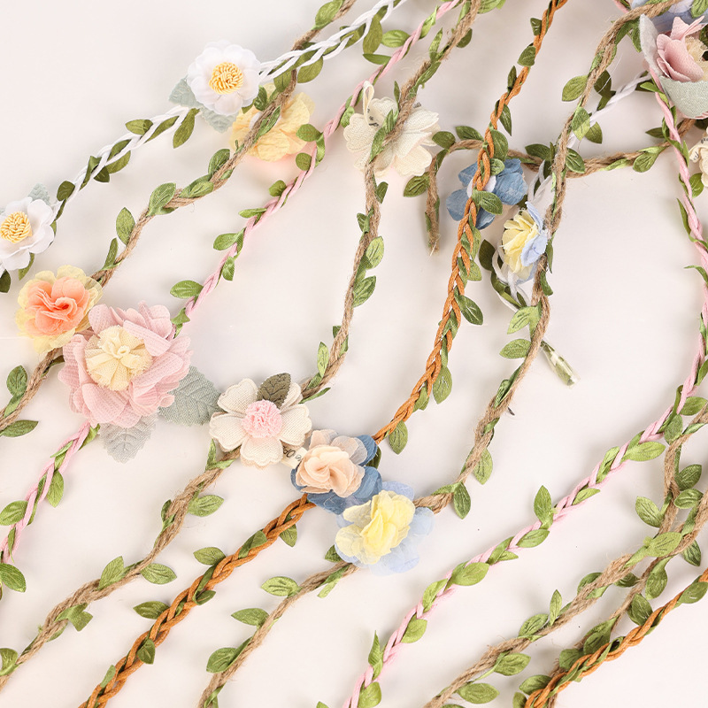 Bohemian Flower Rattan Headband Bridal Decoration Faux Flower Wedding Party Straw Hat Bag Hair Accessories Bohemian Flower Rattan Headband Bridal Decoration Faux Flower Wedding Party Straw Hat Bag Hair Accessories