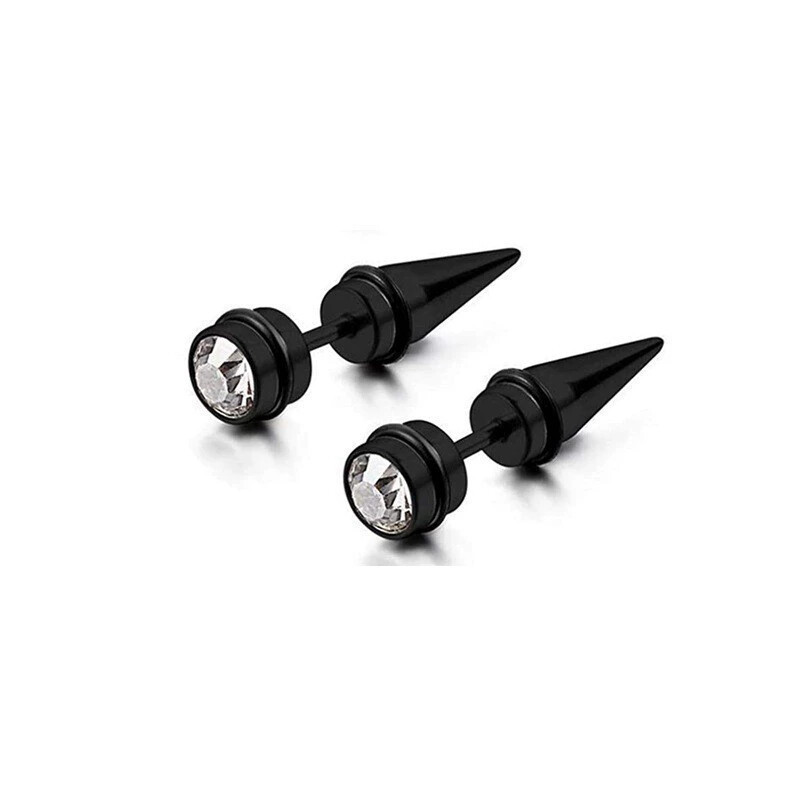 Silver pointed spike labret stud material detail