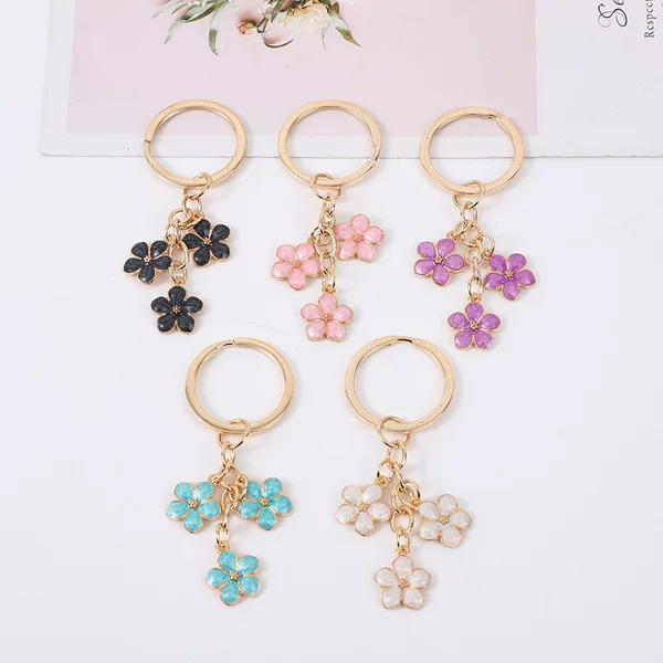 Amazon Cute Girl Cherry Blossom Keychain Pendant Simple Fashion Flower Hanging Mobile Phone Bag Decoration Accessories