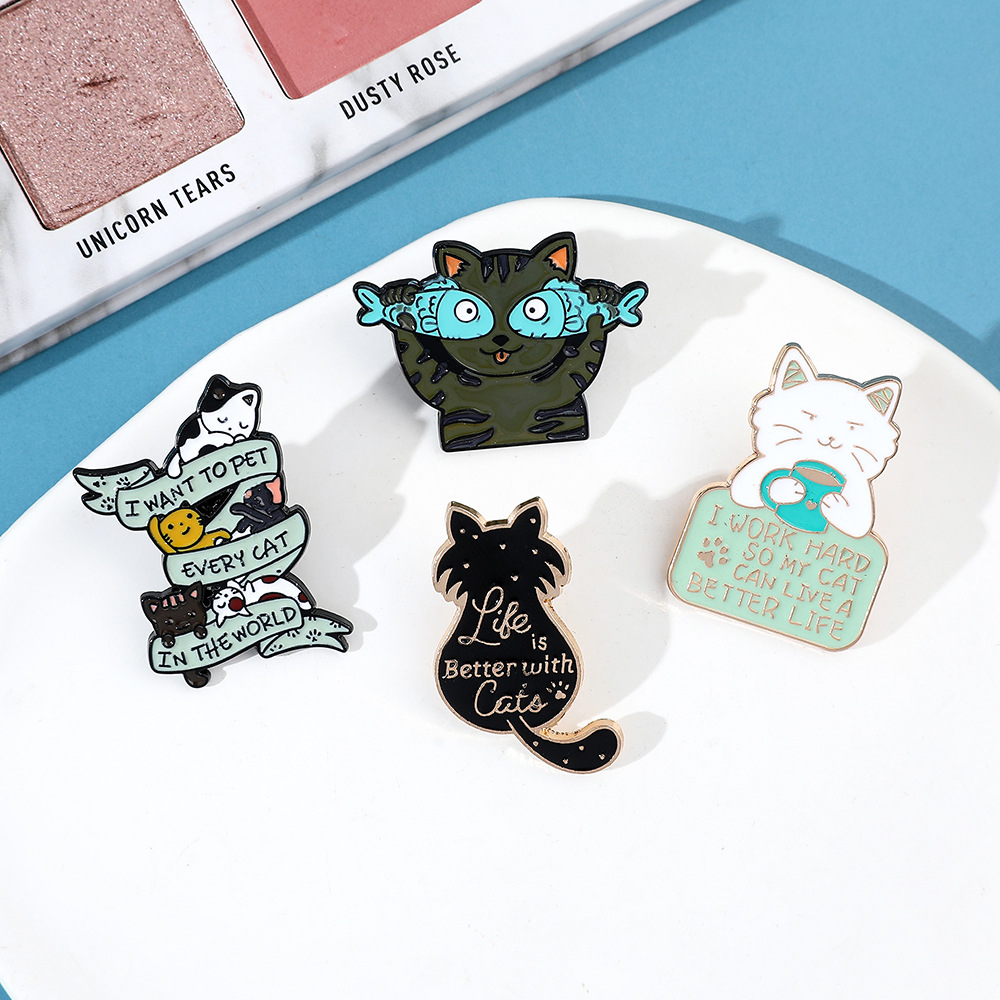 9g Weight Brooches Classification Daily Occasion Alloy Material Letter, Cat, Fish Pattern Unisex Gender Cartoon, Enamel Design Cute Style Cute Pin Letter Cat Fish Alloy Cartoon Enamel Unisex Brooches 28