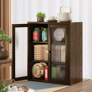 Desktop Antique Rack New Chinese Style Tea Table Dust-proof Tea Cabinet Tea Set Storage Cabinet Tea Table Ornaments Tea Cup Storage Rack
