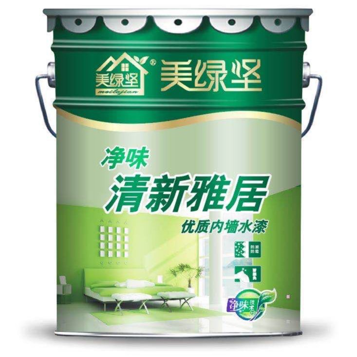 美绿坚内墙漆厂家批发净味乳胶漆家用白色彩色墙面漆水性油漆涂料
