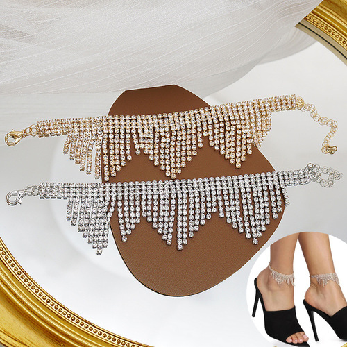 Cross-border new style tassel rhinestone anklet anklet European and American exaggerated sexy dance stage accessories multi-layer arm chain for women
