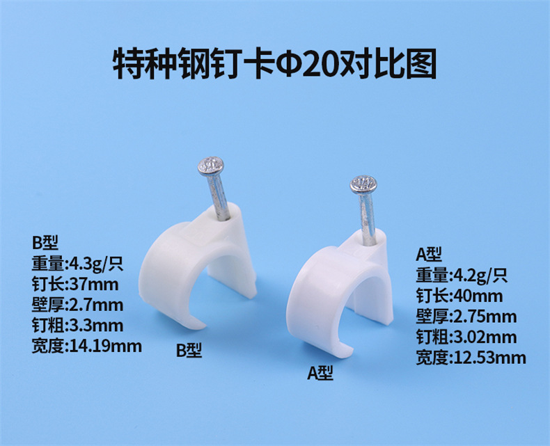 特种钢钉卡φ20对比图
