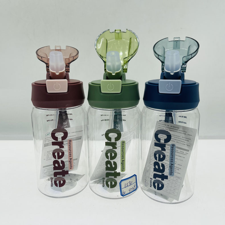 Duomedo rebote cubierta deportes taza de plástico simple estudiante taza de agua cartas inglesas Comercio exterior portátil práctico taza