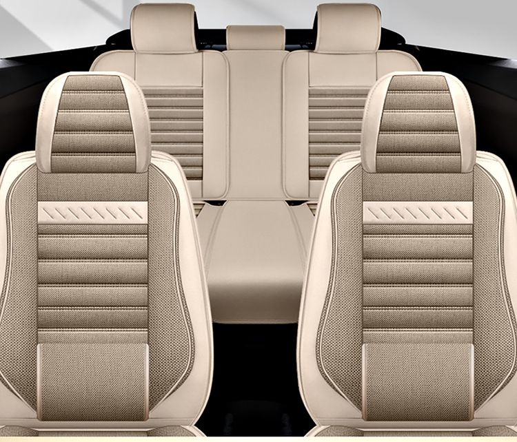 Car Seat Cushion Cover, Linen Full Surround Fabric Seat Cover, Universal for All Seasons, Summer Seat Cushion