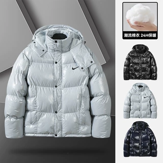 26冬季新款亮面连帽棉服外套男加厚保暖羽绒棉衣潮流宽松休闲男装