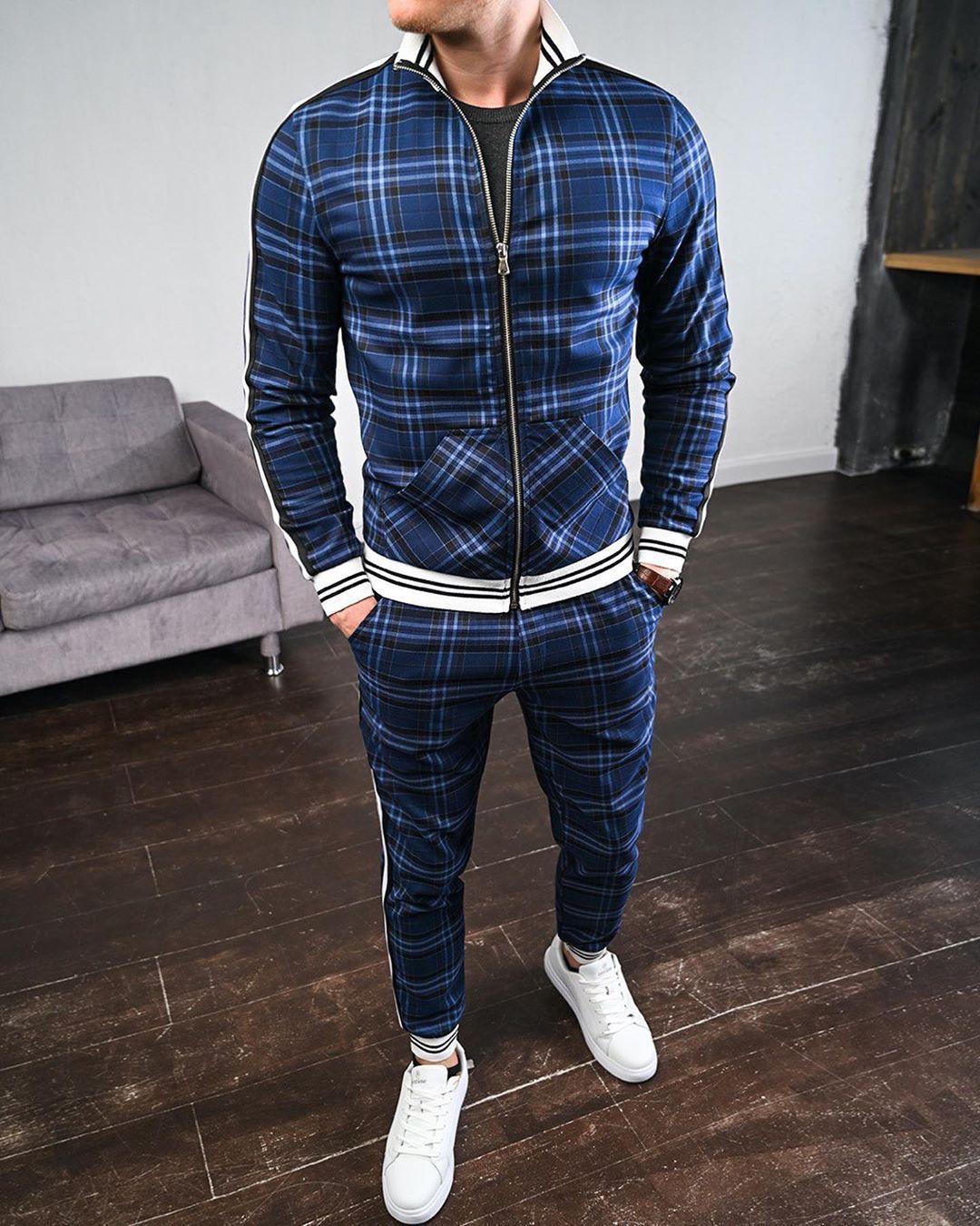 Completo sportivo uomo tuta due pezzi moda casual maschile_voghion.com