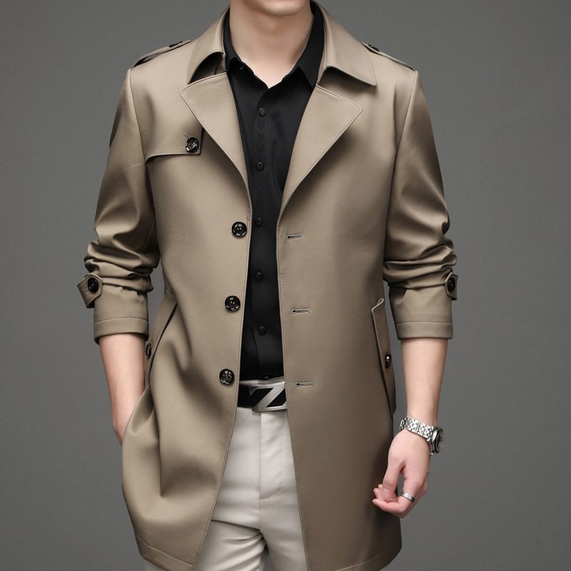 Cross-border super-largo hombre trenco de otoño moda guapo chaqueta de negocios casual ropa de primavera y otoño hombre