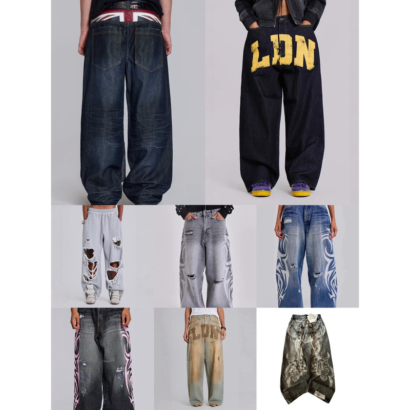 European and American cross-border JADED style jeans for men and women, vintage high street y2k trendy straight-leg pants, wholesale for foreign trade