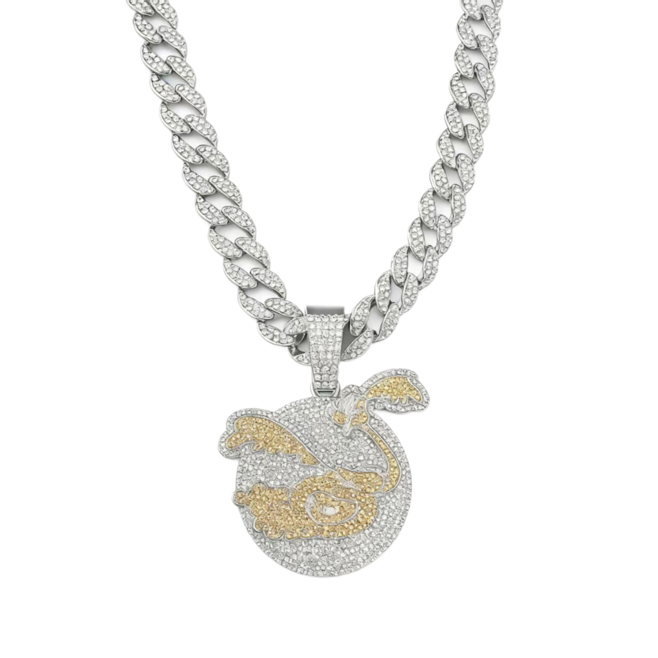 Europa y América Hip Hop cool full diamond swan colgante collar colgante personalidad masculina moda