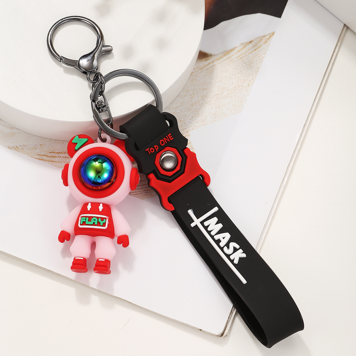 Spielen Sie niedlichen PVC-Blitz-Schlüsselanhänger Puppe Mädchen Rucksack Bär Anhänger Junge Auto Ornament_voghion.com