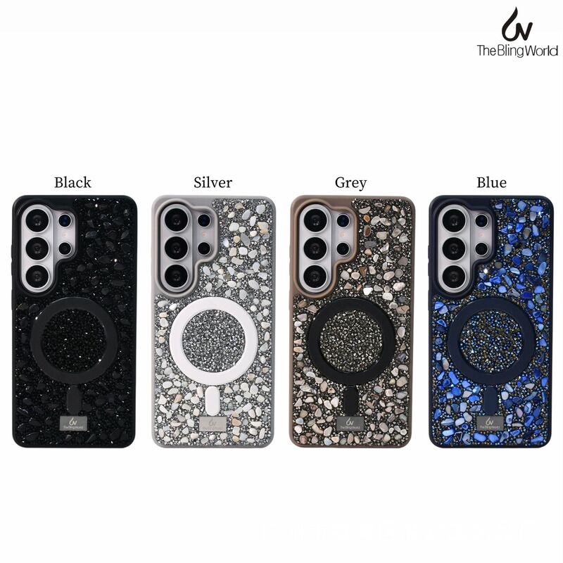 Suitable for Samsung S26Ultra Star Diamond Shell Stone Magnetic Phone Case S25 Flash Diamond Luxury Double-Pointed Diamond