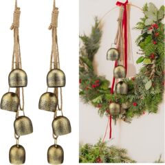 クリスマスの鈴の復古の大きいサイズは真鍮の色の金属の牛鈴の花園の庭の新年の装飾品のアマゾンの源に似ています。