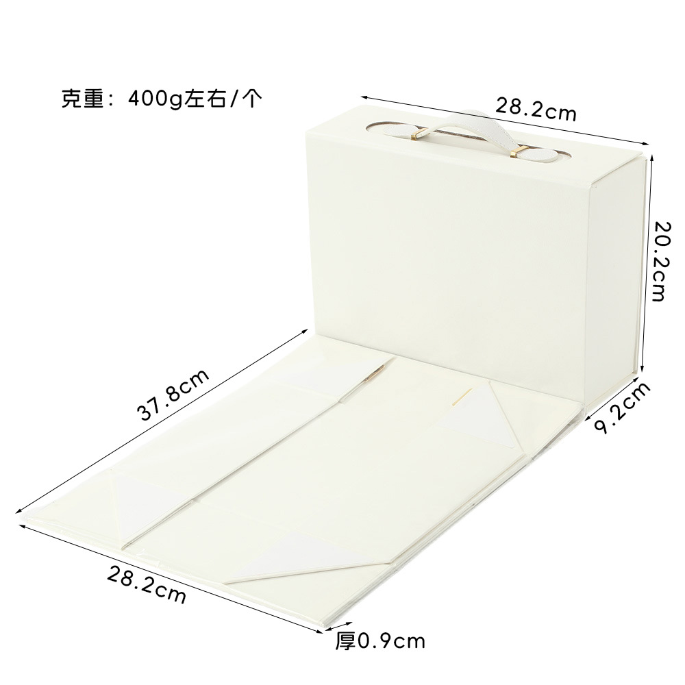 Caja plegable de una pieza con tapa de absorción magnética de alta calidad, caja de mano de cuero, caja vacía, embalaje de regalo, caja de regalo de embalaje portátil