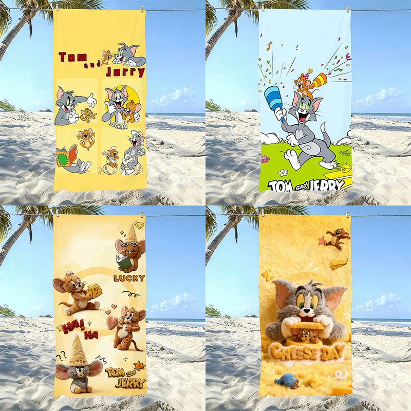 Tom and Jerry Beach Towel, Large Size, Water-Absorbent, Quick-Drying, Universal for Adults and Children, Cartoon Bath Towel for the Beach Tom and Jerry Beach Towel, Large Size, Water-Absorbent, Quick-Drying, Universal for Adults and Children, Cartoon Bath Towel for the Beach