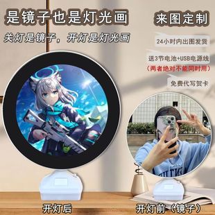 Niche Magic Mirror Blue file sand Wolf White son ins style DIY rechargeable round mirror decoration small ornaments