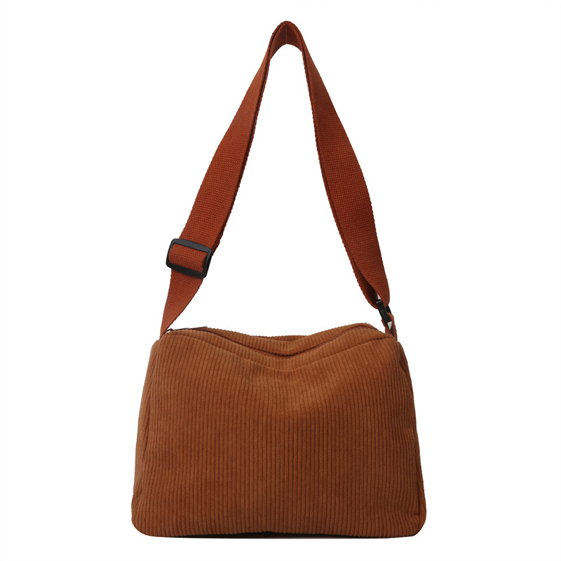 Estilo perezoso de pana casual estilo japonés artístico bandolera de un solo hombro elegante estudiante casual estilo coreano bolso de mano simple de las mujeres