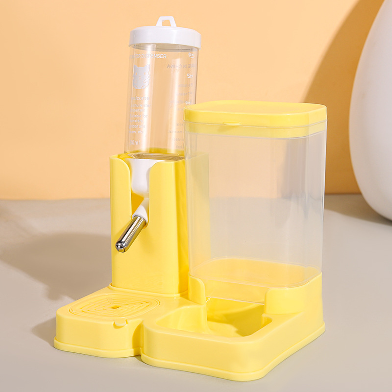 Comedero automático para hámster, dispensador de agua a prueba de fugas, comedero para loros, tazón de comida multifuncional integrado antideslizante para hámster