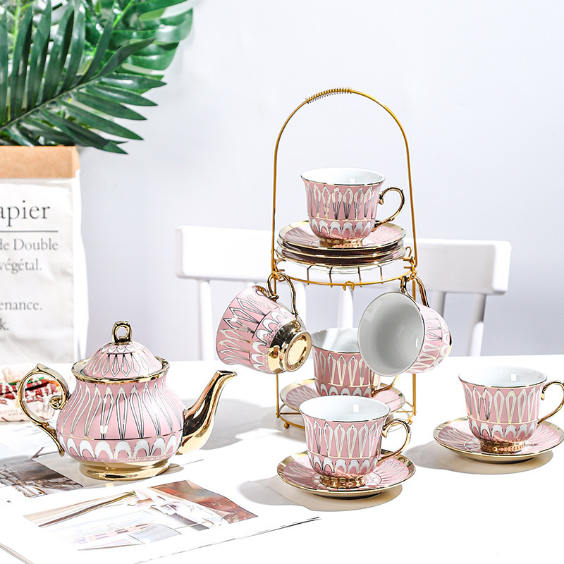 Cross-Border Coffee Cup and Saucer Nordic Style Ceramic Coffee Pot Home Coffee Set Cup and Saucer Set Corporate Gift Logo