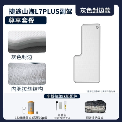 Thickened Sleeping Pad, Travel – Vehicle-mounted inflatable bed - gray-surface-gray-edge-passenger-exclusive-package