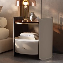 WXKM020极简马鞍皮现代高端斗柜卧室床边实木收纳小柜子一件可改