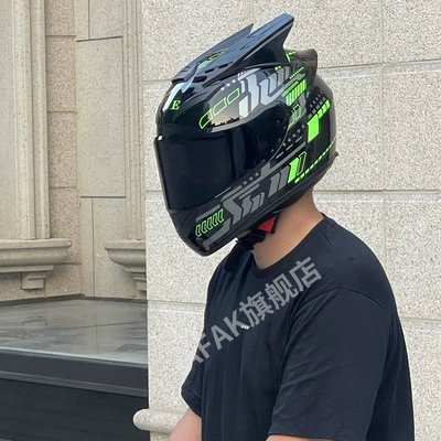 Motosiklet kaskı (dəbilqə) — locomotive electric Bluetooth Knight wholesale - green-pulse-horn-black-mirror-m