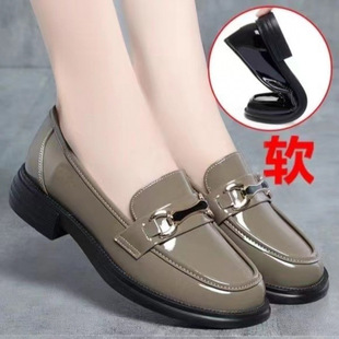 Genuine Leather Soft-Soled Shoes for Women, New Fashionable and Versatile British Style Loafers, Soft Leather Soft-Soled Non-Slip Slip-On Leather Shoes